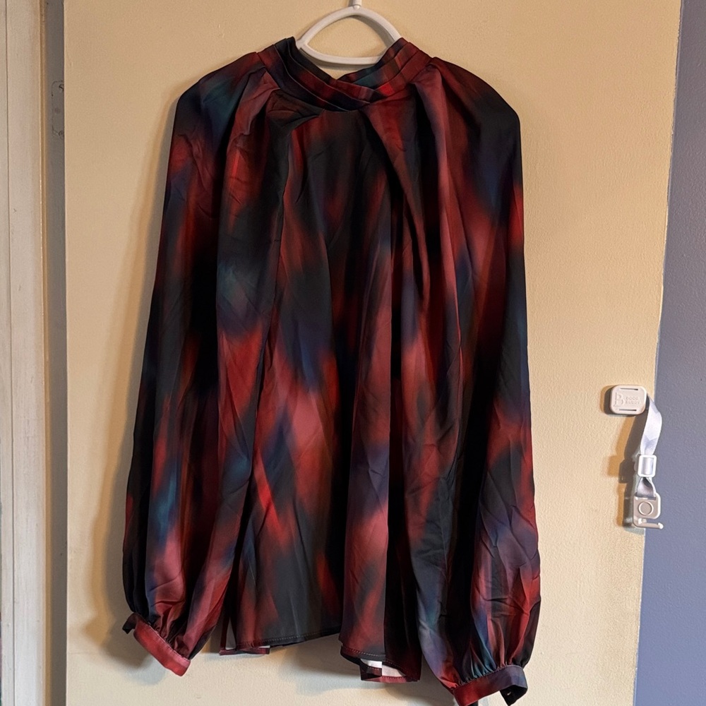 Eloquii Multicolor Blouse with Red and Black Hues